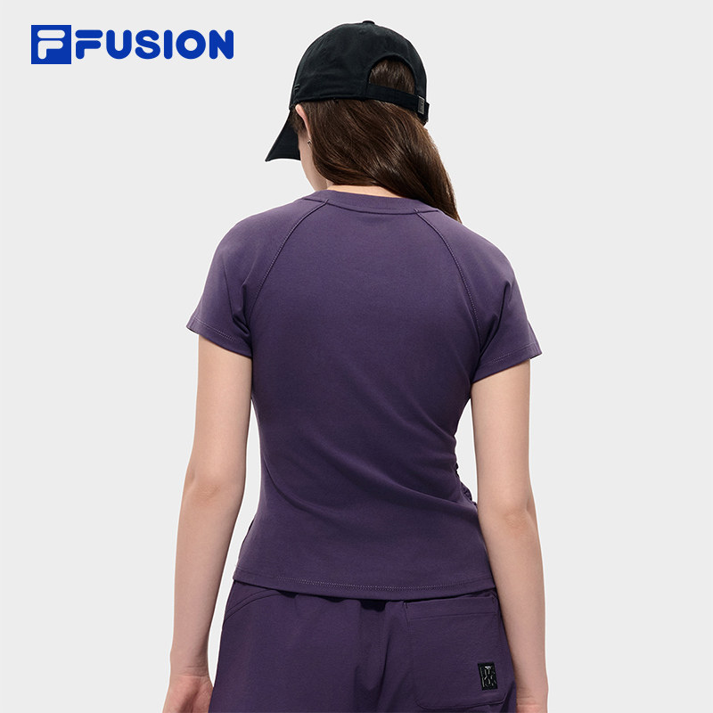 FILA FUSION斐乐潮牌女子针织短袖衫2026春季新款简约修身休闲T恤,淘宝优惠券,粉丝福利购,淘宝优惠卷