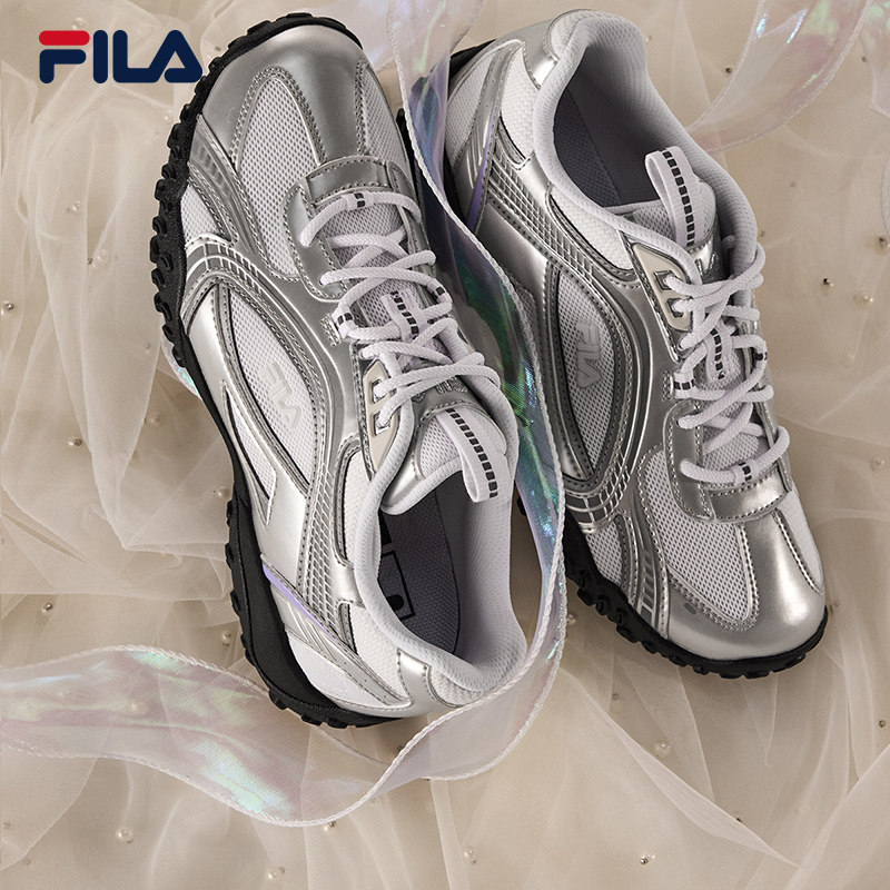 卵石鞋|韩素希FILA斐乐百搭德训鞋女鞋银色运动鞋子老爹鞋薄底鞋