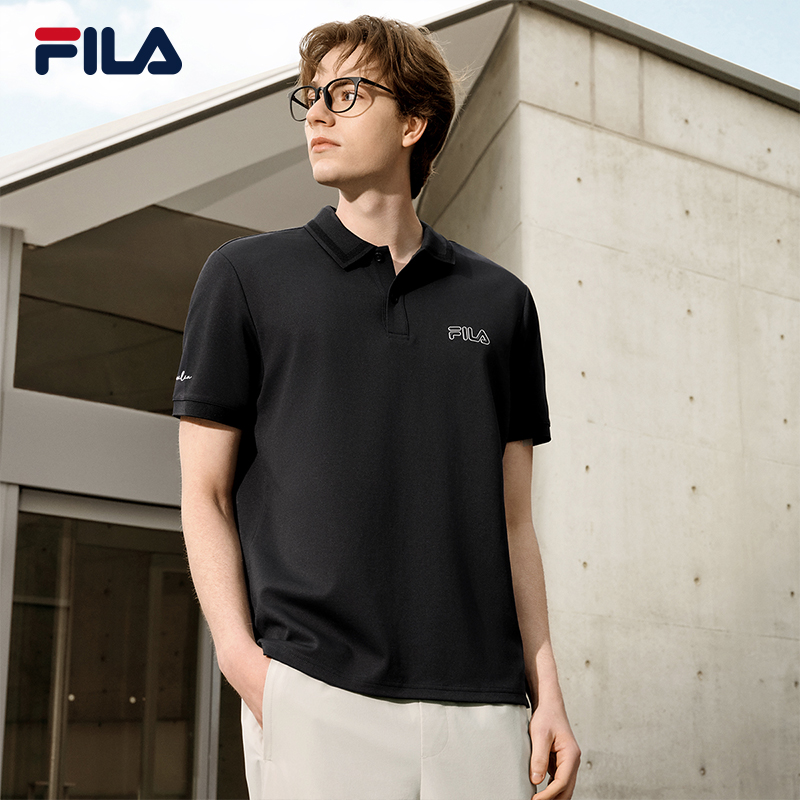 易烊千玺同款FILA 斐乐官方男子针织短袖POLO衫2025夏季新款短T