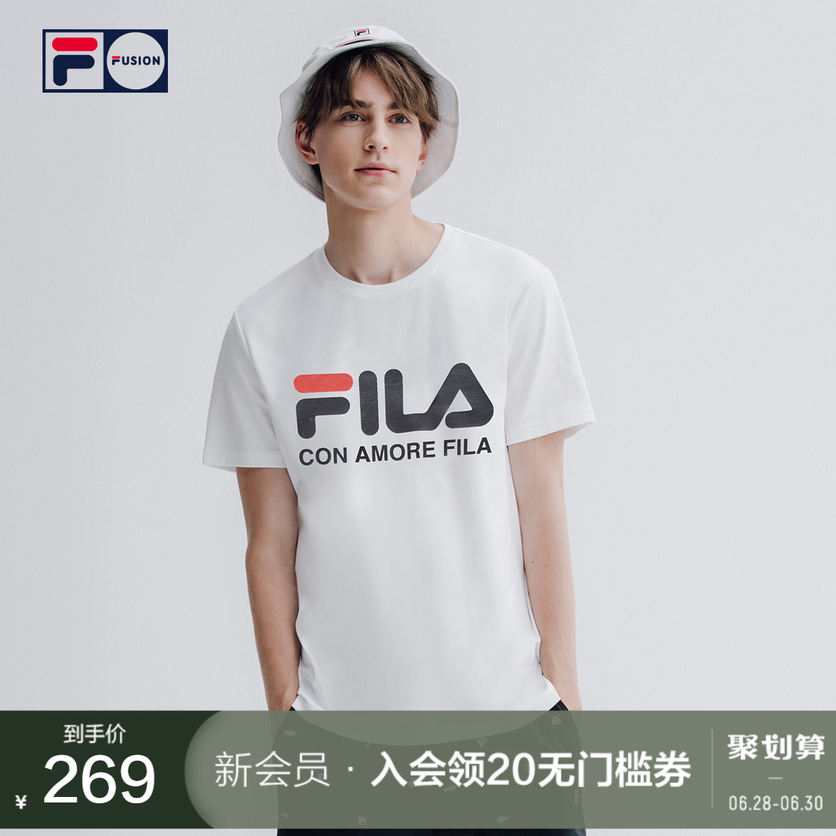 FILA FUSION斐乐潮牌短袖T恤情侣2021夏季透气休闲服运动服男女T