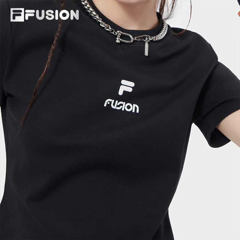 【欧阳娜娜同款】FILA FUSION斐乐潮牌短袖T恤女2024夏季新款上衣 - 图3