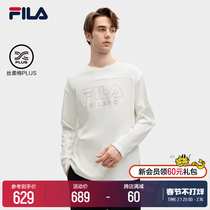 FILA File Official Man Knit Long Sleeve Blouse 2024 Spring New Fashion Brief pure cotton loose long T