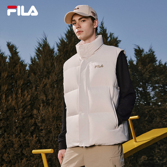 FILA 斐乐官方情侣羽绒马甲女冬季新款时尚运动保暖立领羽绒背心