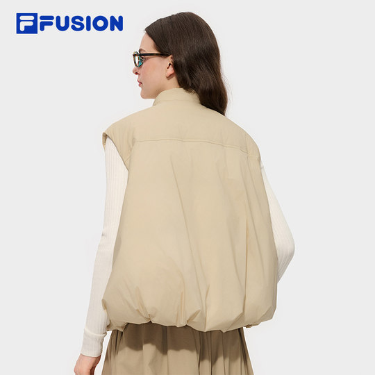 FILA FUSION斐乐潮牌羽绒马甲女2025冬新款时尚休闲宽松保暖上衣