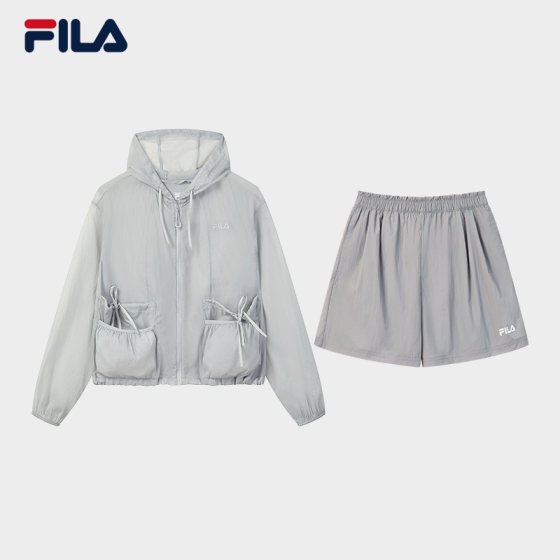 FILA official women's suit 2026 summer hooded top coat sun protection clothing casual three-quarter pants