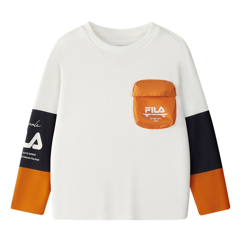 FILA KIDS斐乐童装男小童长袖T恤2025冬季新款儿童舒适纯棉上衣潮,淘宝优惠券,粉丝福利购,淘宝优惠卷