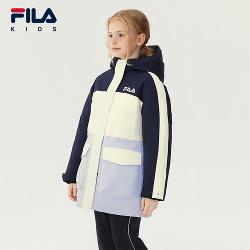FILA KIDS斐乐童装女大童羽绒服2025冬新款儿童保暖中长款外套潮 - 图0