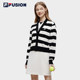 FILA FUSION Fila women's woven jacket 2023 summer new sweater loose V-neck striped knitted cardigan