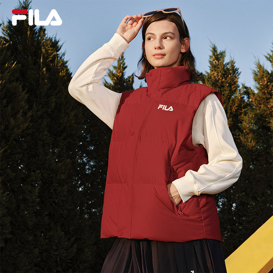 FILA 斐乐官方情侣羽绒马甲女冬季新款时尚运动保暖立领羽绒背心