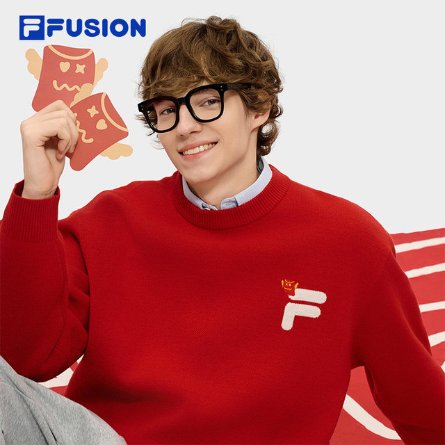 FILAFUSION Fila ເສື້ອກັນຫນາວຖັກແສ່ວຍີ່ຫໍ້ trendy