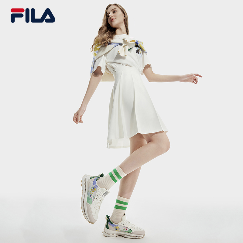 【杨幂同款】FILA|V&A联名休闲鞋斐乐官方KM女鞋2024新款老爹鞋