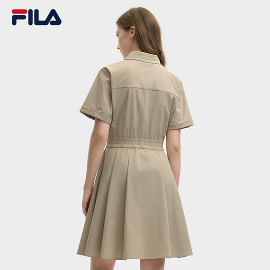 杨幂同款FILA斐乐梭织工装摩登连衣裙女2025夏新款凉感防晒POLO裙