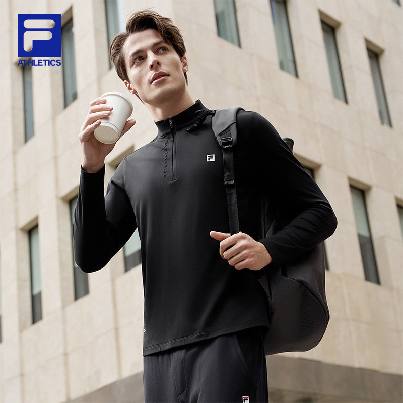 FILA 斐乐官方男子长袖上衣2026春季新款健身运动简约跑步基础长T