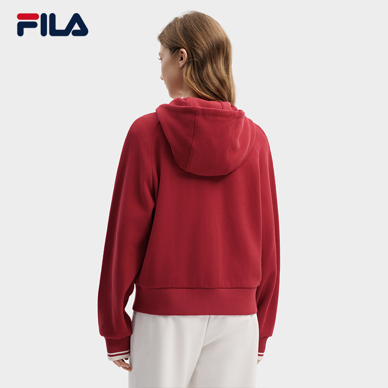 FILA马上起飞斐乐女连帽外套26春新时尚休闲新年马年穿搭红色上衣,淘宝优惠券,粉丝福利购,淘宝优惠卷