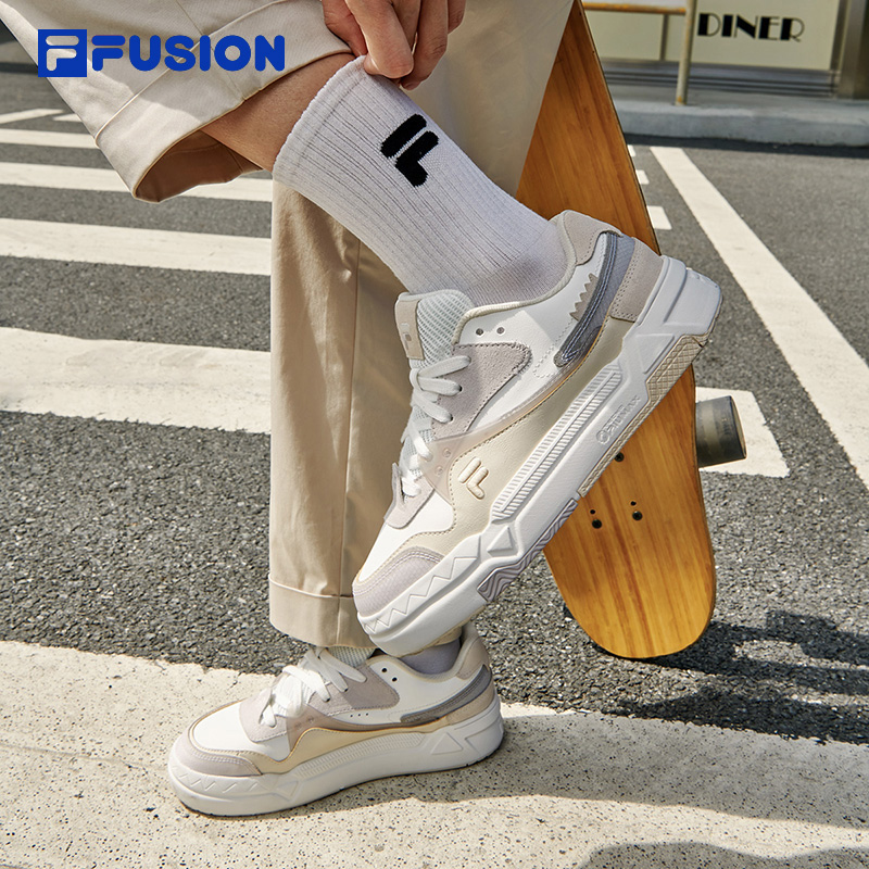 FILA FUSION斐乐潮牌BANK情侣板鞋厚底男女鞋运动潮流街头休闲鞋-图1