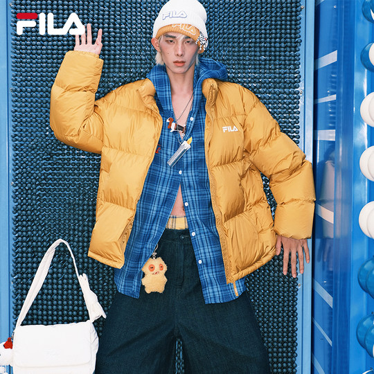 易烊千玺同款FILA斐乐情侣羽绒服2025冬新款男保暖RGB多彩外套女