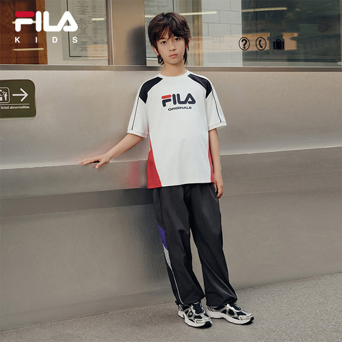 FILA KIDS斐乐童装男大童短袖T恤26秋季新款儿童透气纯棉上衣 - 图1
