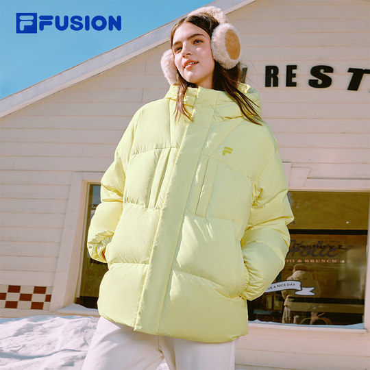 FILA FUSION斐乐潮牌情侣款羽绒服2025冬季新款宽松保暖连帽外套