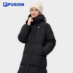 FILA FUSION斐乐潮牌长款羽绒服女2025冬季新款休闲保暖连帽外套