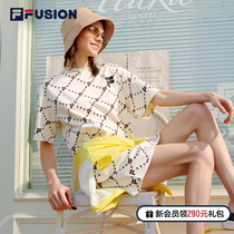 FILA FUSION Fiji Leafe Dress Code Dress Woman 2023 Summer Old Flowers Full Print Round Collar Sports Casual Dresses