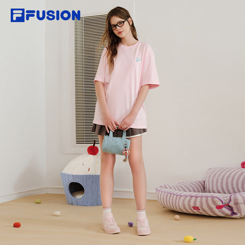 FILA FUSION斐乐潮牌情侣款针织短袖衫2026夏新款宽松凉感纯棉T恤 - 图2