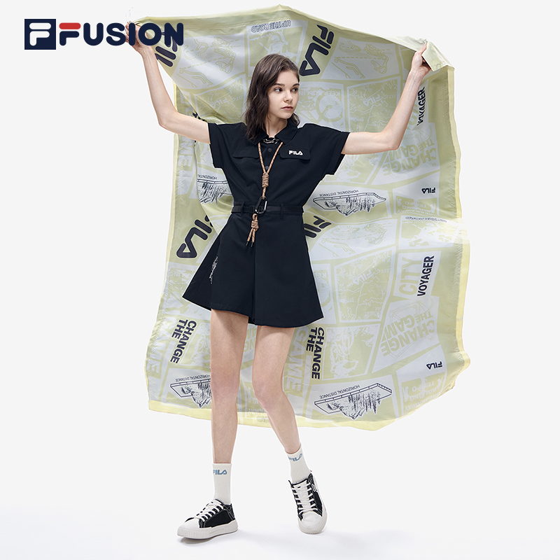 FILA FUSION 斐乐潮牌女子梭织连体裤2022夏季新款潮流舒适休闲装