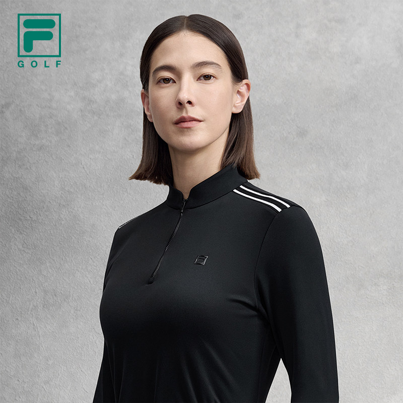 FILA 斐乐官方女子针织长袖衫2025冬新款高尔夫运动防晒半拉链长T,淘宝优惠券,粉丝福利购,淘宝优惠卷