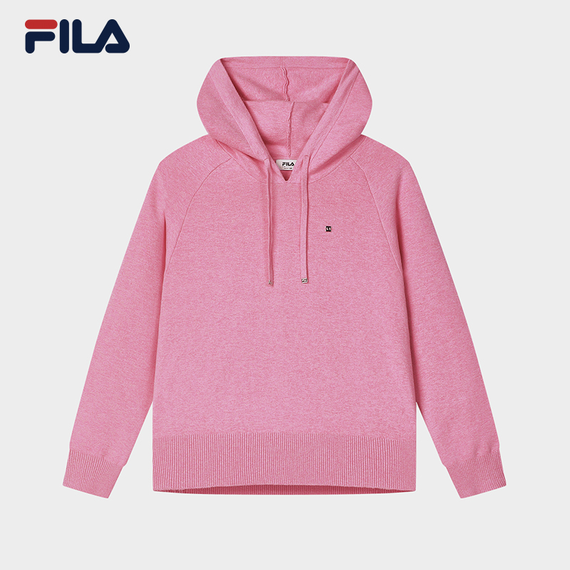 FILA Emerald斐乐女子编织衫2024春新款时尚简约休闲舒适连帽上衣 - 图0