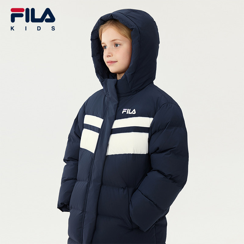 FILA KIDS斐乐童装女大童羽绒服2025冬新款儿童保暖长款宽松外套,淘宝优惠券,粉丝福利购,淘宝优惠卷