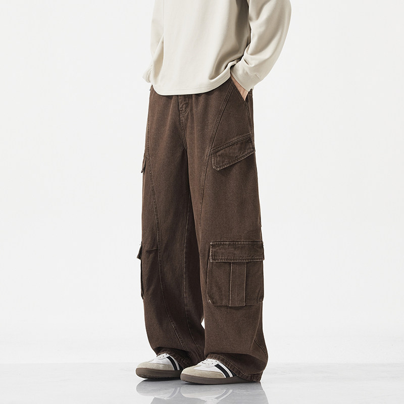 大码男士休闲裤秋冬加绒加厚美式复古潮流工装裤运动多口袋阔腿裤,淘宝优惠券,粉丝福利购,淘宝优惠卷