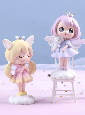 墨仔屋TOY 可爱天使女孩盲盒卡通人物手办家居桌面儿童生日礼物