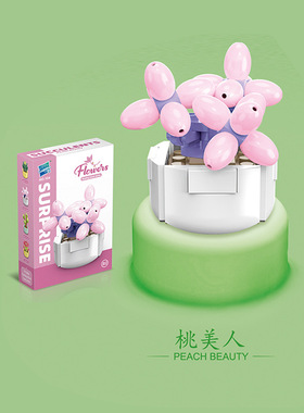 墨仔屋TOY 马卡龙多肉盆栽系列迷你胃颗粒小积木拼装玩具家居摆件