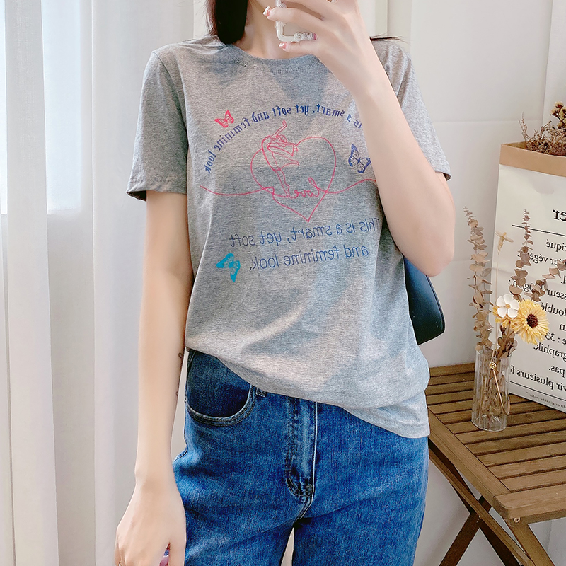 COCO大码女装夏季新款时尚创意字母印花T恤胖妹妹韩版显瘦短袖