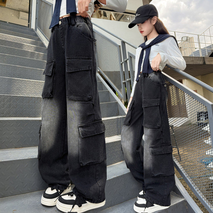 2025新款春秋时尚工装裤女童宽松百搭休闲裤儿童潮酷长裤,淘宝优惠券,粉丝福利购,淘宝优惠卷