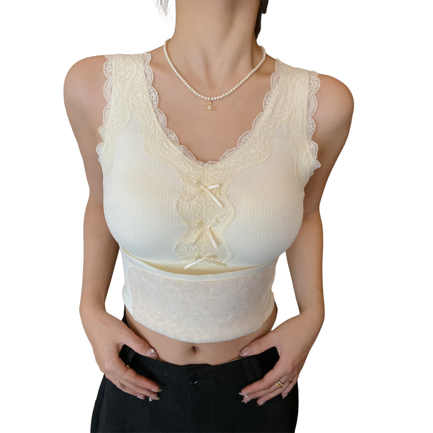 龙妹白色蕾丝加绒保暖德绒背心带胸垫女内搭冬新款厚吊带打底上衣,淘宝优惠券,粉丝福利购,淘宝优惠卷