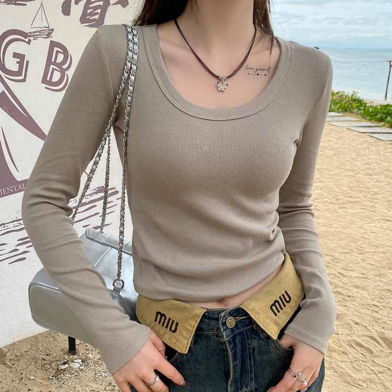 白色低领打底衫女内搭2026春装新款高级感修身长袖t恤上衣可外穿,淘宝优惠券,粉丝福利购,淘宝优惠卷