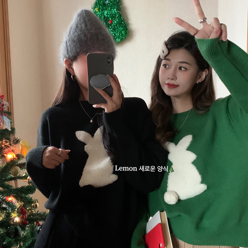 红色兔子毛衣女秋冬爆款本命年2025兔年新年衣服过年外套上衣内搭,淘宝优惠券,粉丝福利购,淘宝优惠卷