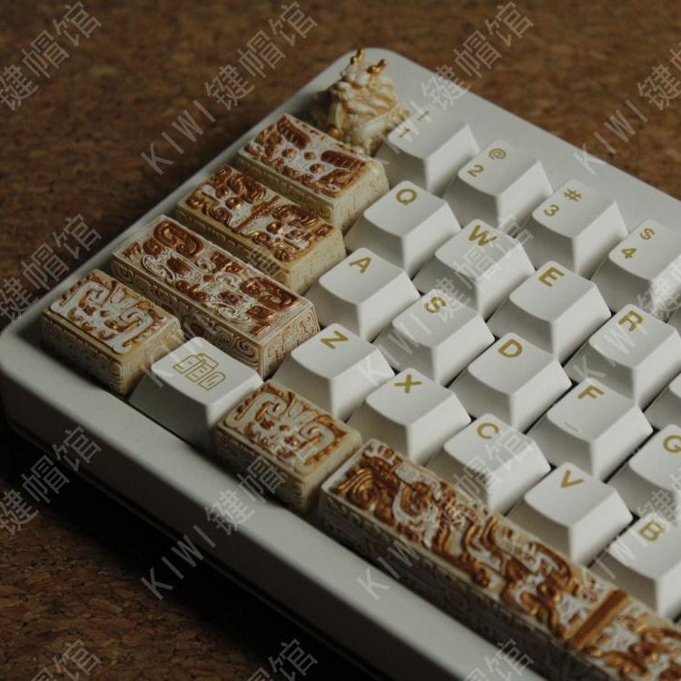 KIWI个性键帽饕餮纹纣王键帽创意树脂键帽文创复古键盘送女友礼物 - 图0
