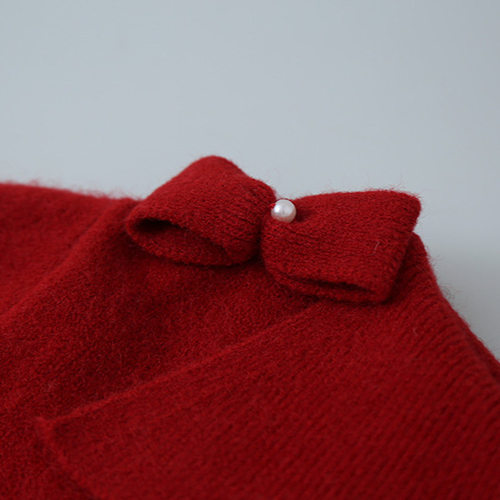 韩版北极绒斜领蝴蝶结装饰一字领套头针织衫宽松显瘦毛衣女11085 - 图2