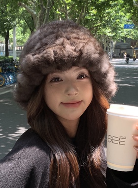赛雅娜皮草渔夫帽室外简约女秋冬