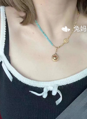 吸钱星珍珠项链天然绿松石项链