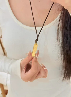 兔妈在泰国  佛牌特色鲁士EKK四方来米小金砖镀24K金吊坠项链正品