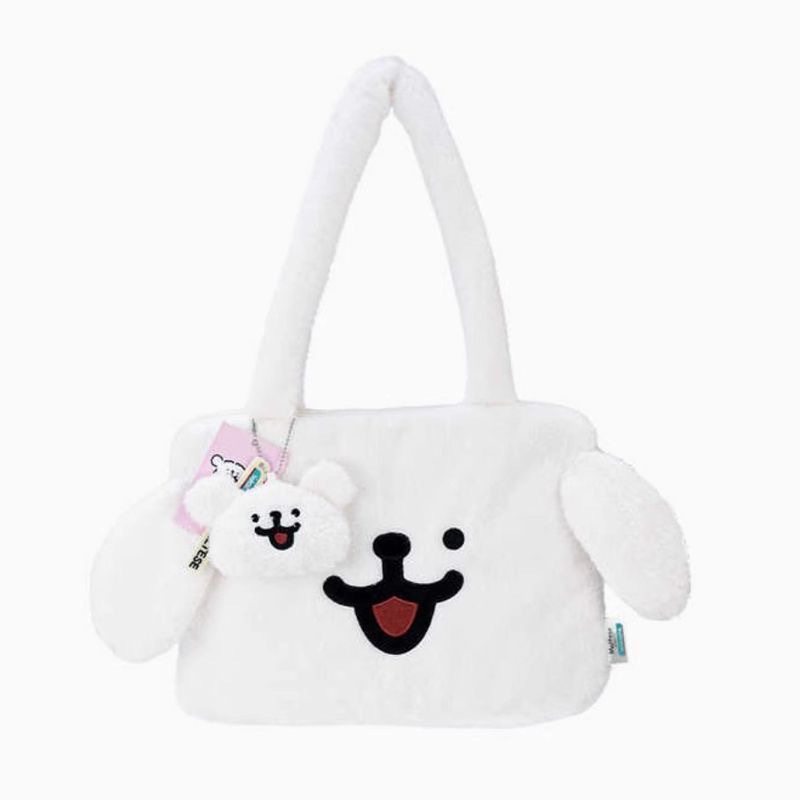 日系平板收纳包学生毛绒线条小狗手提包笔记本电脑包补习单肩包女,淘宝优惠券,粉丝福利购,淘宝优惠卷