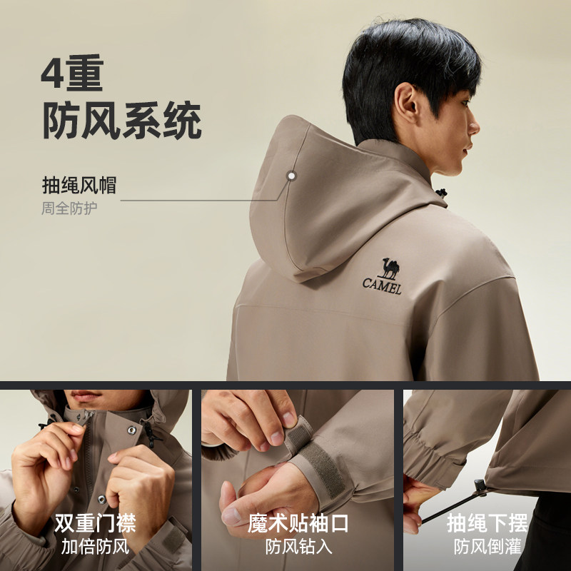 Camel骆驼男装夹克工装外套2026春秋户外风衣旅行服徒步登山服