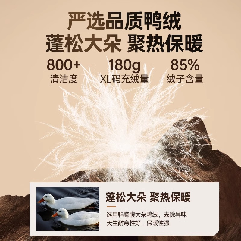 Camel骆驼羽绒服冬季新款加厚短款连帽面包服防水防寒外套