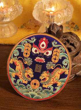 新款大黑天财神眼水火既济貔貅厨房贴金属材质 招cai进宝精美装饰