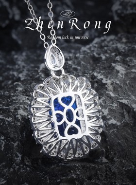 925纯银坦桑蓝彩宝吊坠欧美三件套珠宝套装项链戒指耳钉蓝色耳环