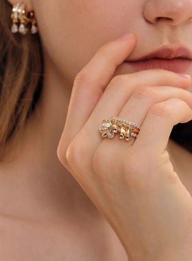 定格瞬逝的美花火团簇戒指女小众设计轻奢感镶钻可调节指环