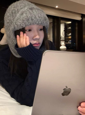 oker正版 冬季氛围感top  护耳保暖百搭纯色加厚抽绳毛线帽