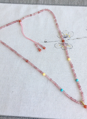 妖石传说草莓晶细链女佛公挂脖链